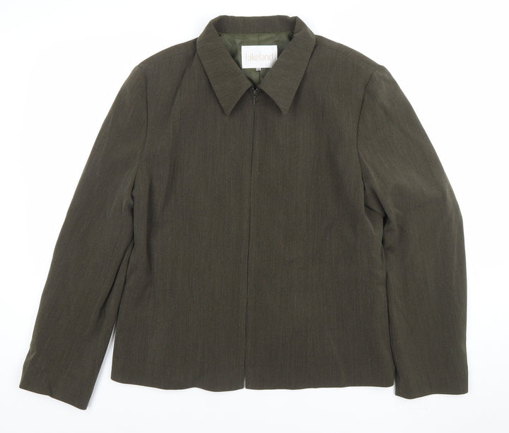 Lakeland Women Brown Wool Blend Zip Suit Jacket Size 14 Regular