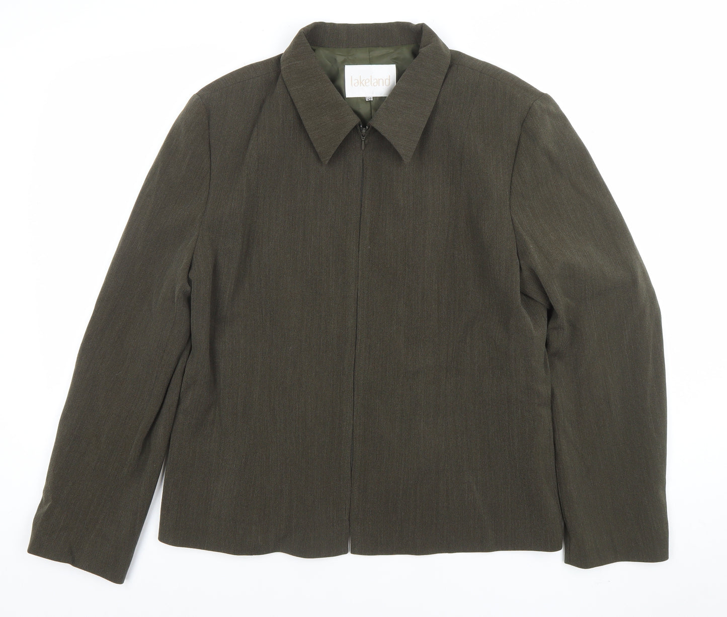 Lakeland Women Brown Wool Blend Zip Suit Jacket Size 14 Regular