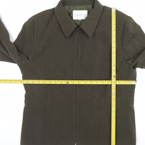 Lakeland Women Brown Wool Blend Zip Suit Jacket Size 14 Regular