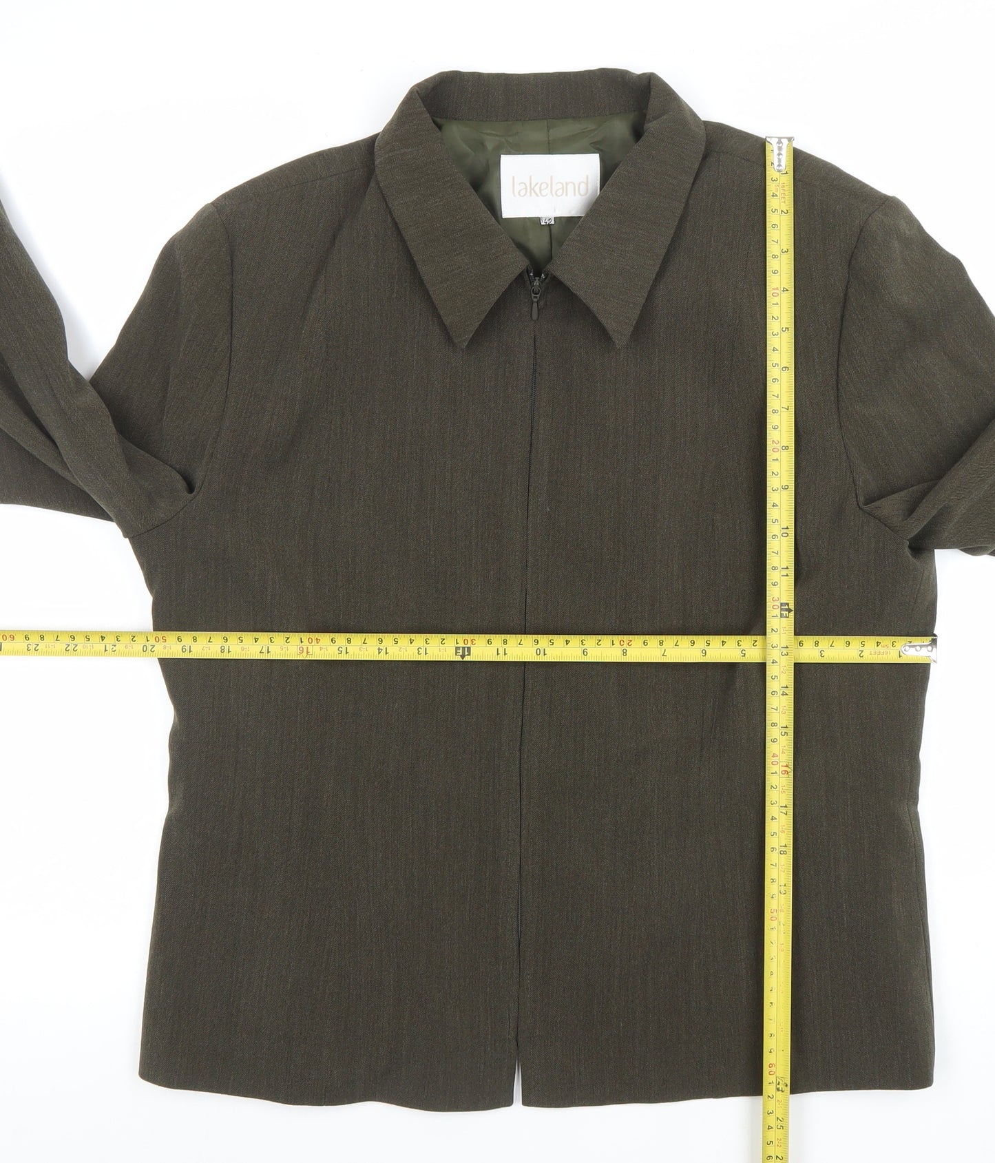 Lakeland Women Brown Wool Blend Zip Suit Jacket Size 14 Regular