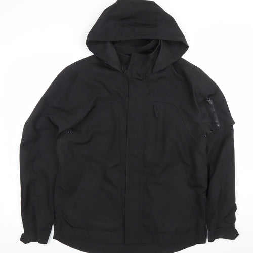 F&F Men's Black Hooded Parka Jacket Size S Regular Fit