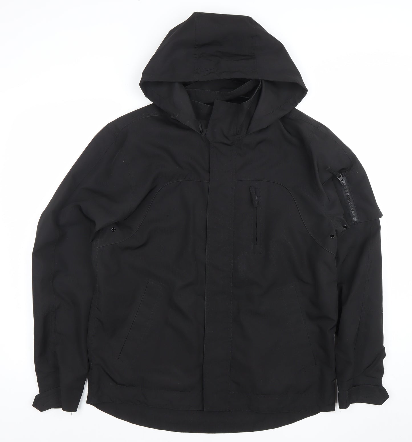 F&F Men's Black Hooded Parka Jacket Size S Regular Fit