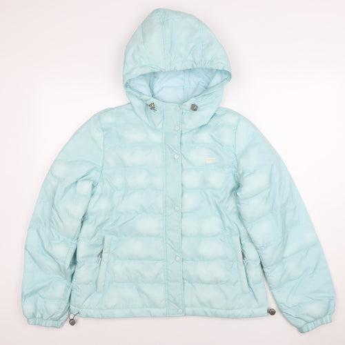 Levi's Women's Blue Hooded Puffer Jacket Size S Winter Zip Coat