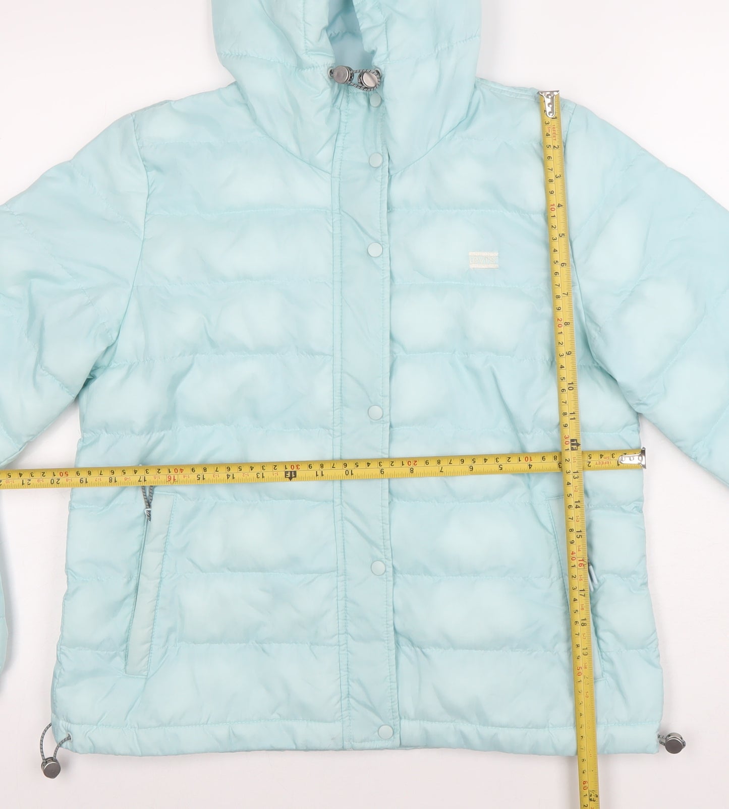 Levi's Women's Blue Hooded Puffer Jacket Size S Winter Zip Coat