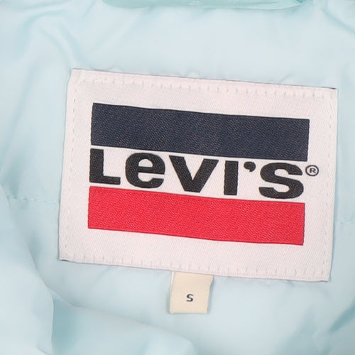 Levi's Women's Blue Hooded Puffer Jacket Size S Winter Zip Coat