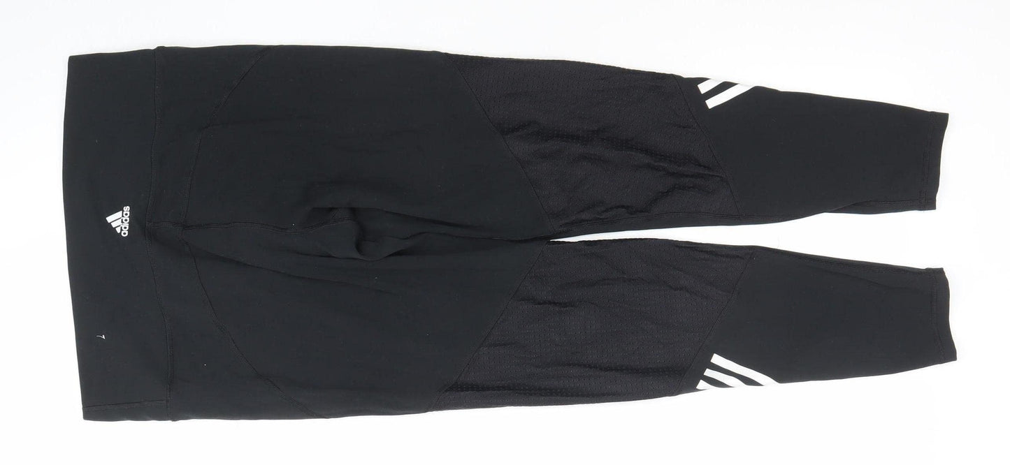 Adidas Women Black L Running Leggings Breathable Stretch Sportswear