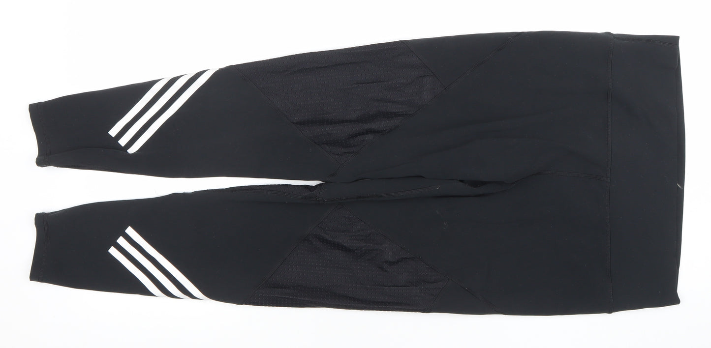 Adidas Women Black L Running Leggings Breathable Stretch Sportswear