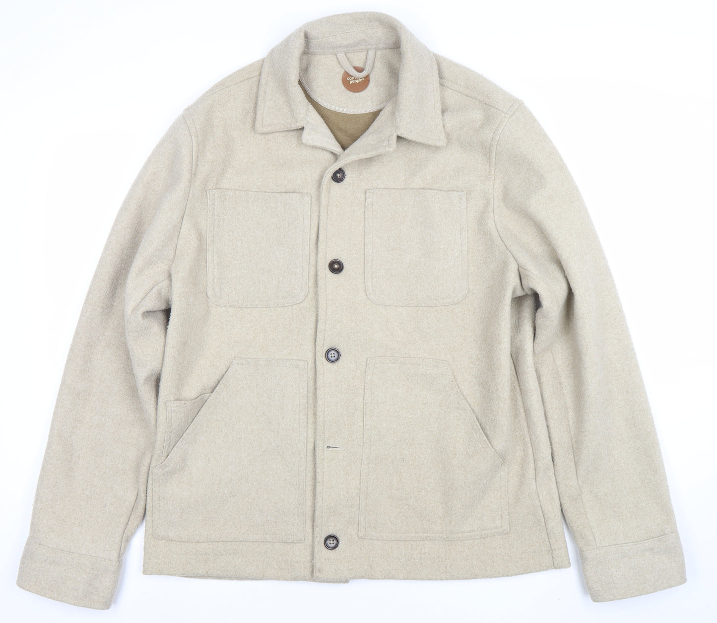 Common People Women Beige Wool Blend XL Casual Button Jacket