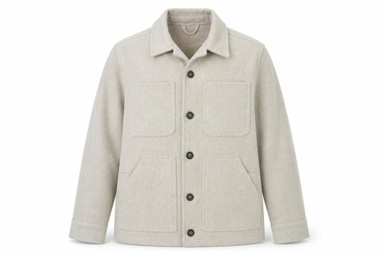 Front view of Common People Women Beige Wool Blend XL Casual Button Jacket