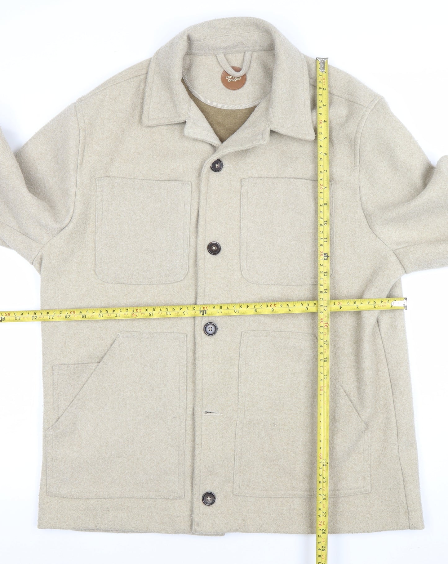 Common People Women Beige Wool Blend XL Casual Button Jacket