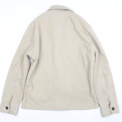 Common People Women Beige Wool Blend XL Casual Button Jacket