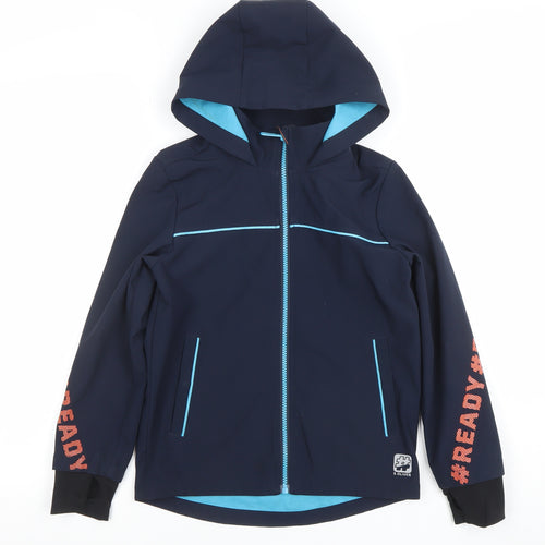 s.Oliver Boys Blue Hooded Soft Shell Jacket 8 Years Lined Water Resistant
