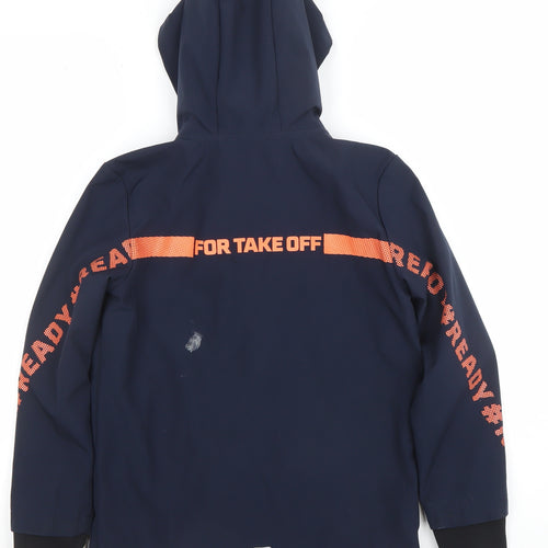 s.Oliver Boys Blue Hooded Soft Shell Jacket 8 Years Lined Water Resistant