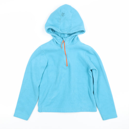 Mountain Warehouse Boys Blue Fleece 7-8 Years 1/2 Zip Hooded Pullover