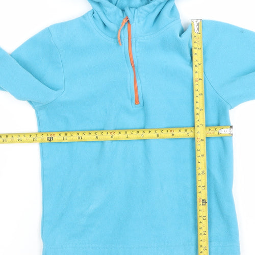 Mountain Warehouse Boys Blue Fleece 7-8 Years 1/2 Zip Hooded Pullover