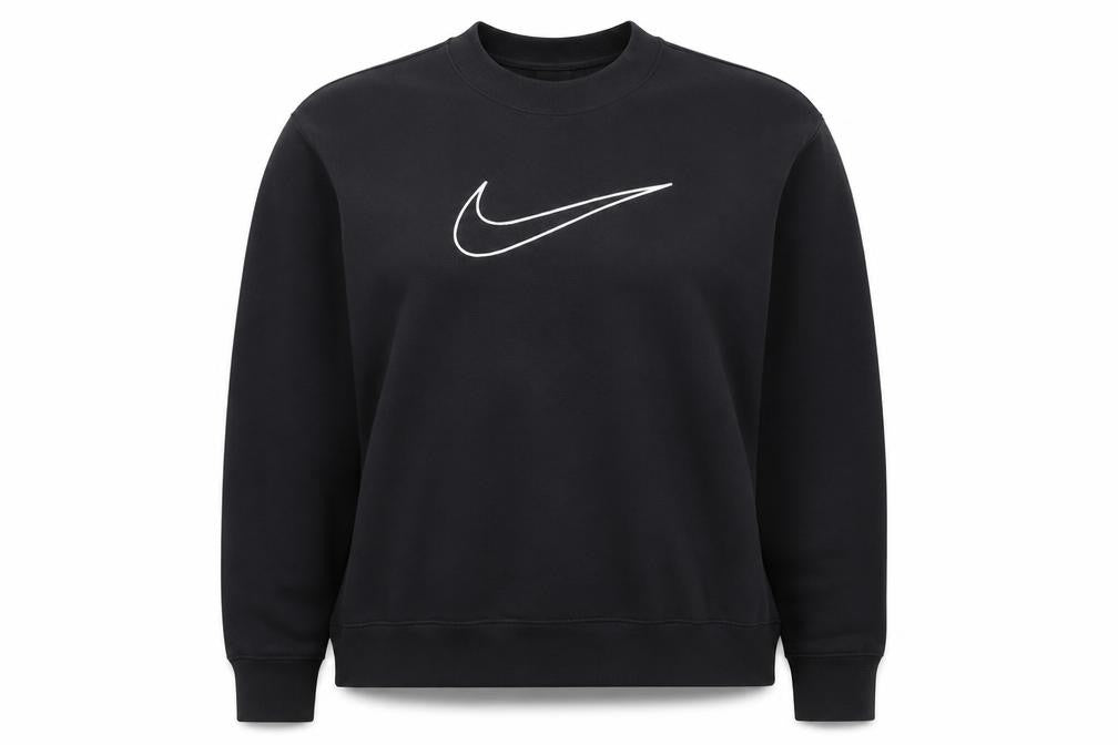 Front view of Nike women’s black small pullover sweatshirt dri-fit logo crew neck