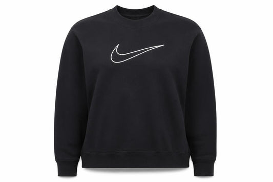 Front view of Nike women’s black small pullover sweatshirt dri-fit logo crew neck