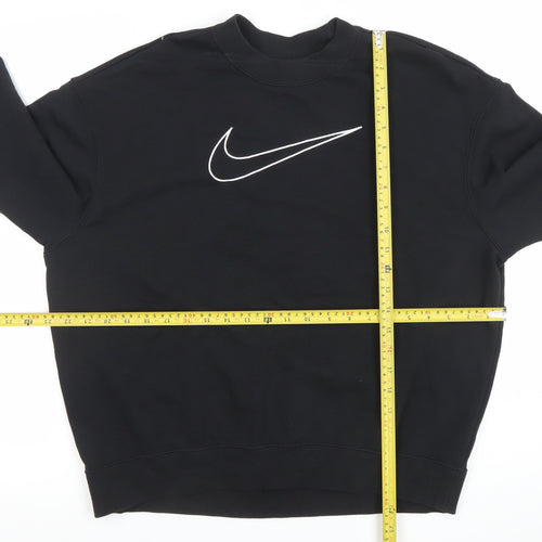 Nike Womens Black Small Pullover Sweatshirt Dri-Fit Logo Crew Neck