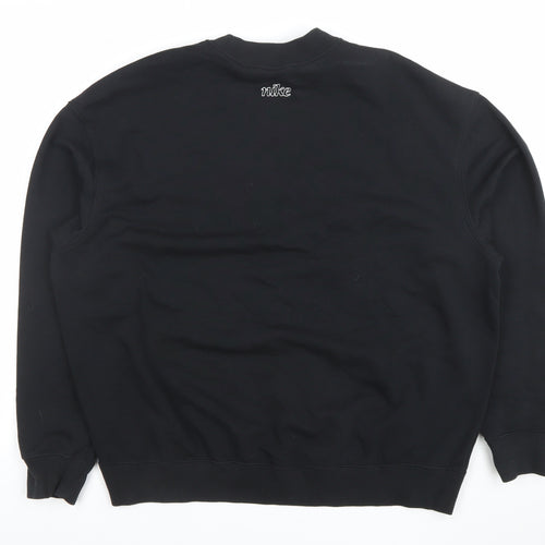 Nike Womens Black Small Pullover Sweatshirt Dri-Fit Logo Crew Neck