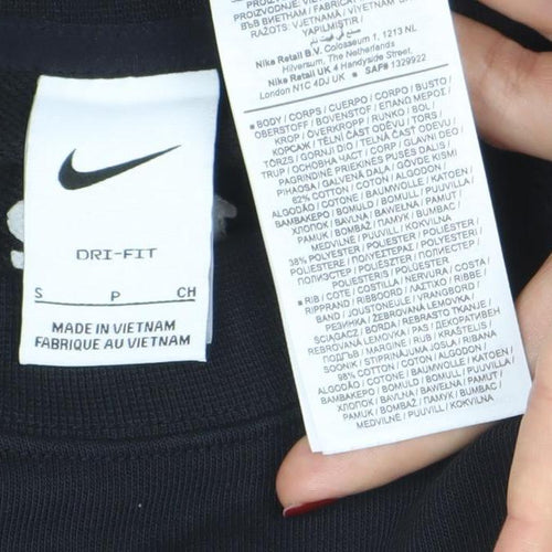 Nike Womens Black Small Pullover Sweatshirt Dri-Fit Logo Crew Neck