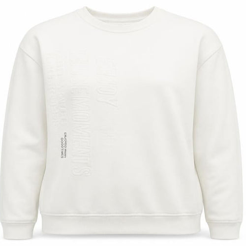 Pull&Bear Womens Ivory Crew Neck Pullover Sweatshirt L Regular Fit