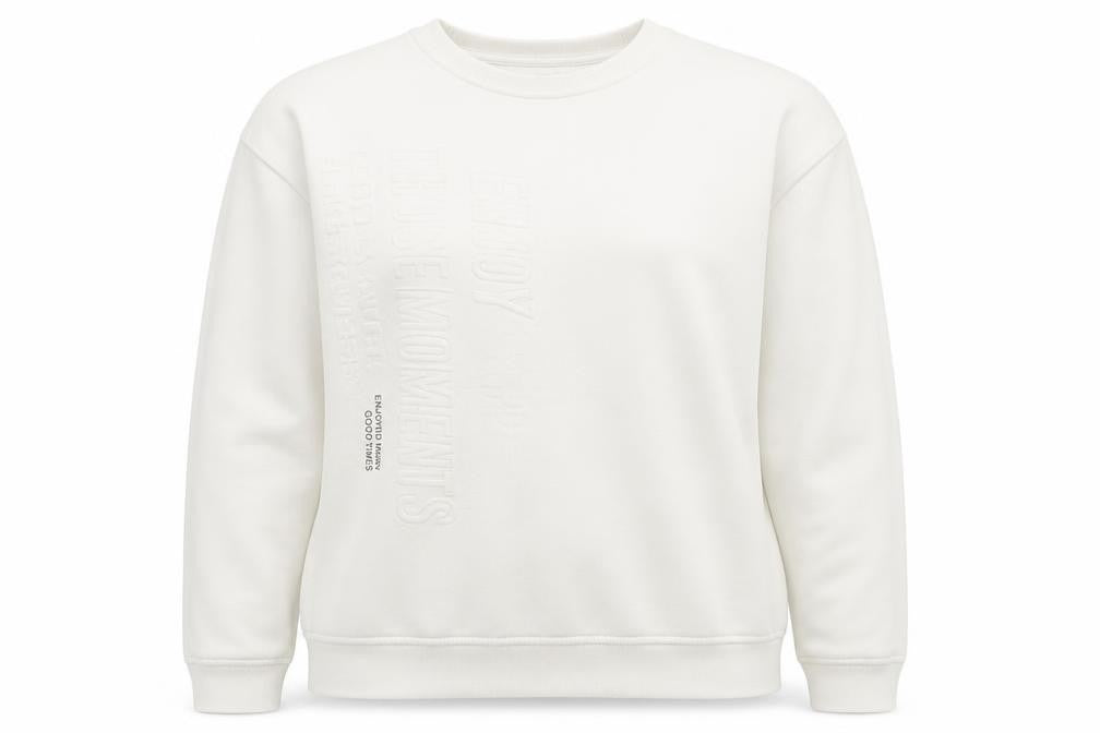 Pull&Bear Womens Ivory Crew Neck Pullover Sweatshirt L Regular Fit