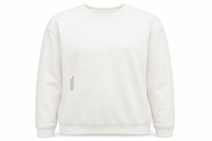 Pull&Bear Womens Ivory Crew Neck Pullover Sweatshirt L Regular Fit