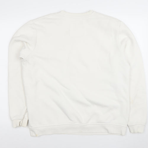 Pull & Bear Womens Ivory Crew Neck Pullover Sweatshirt L Regular Fit