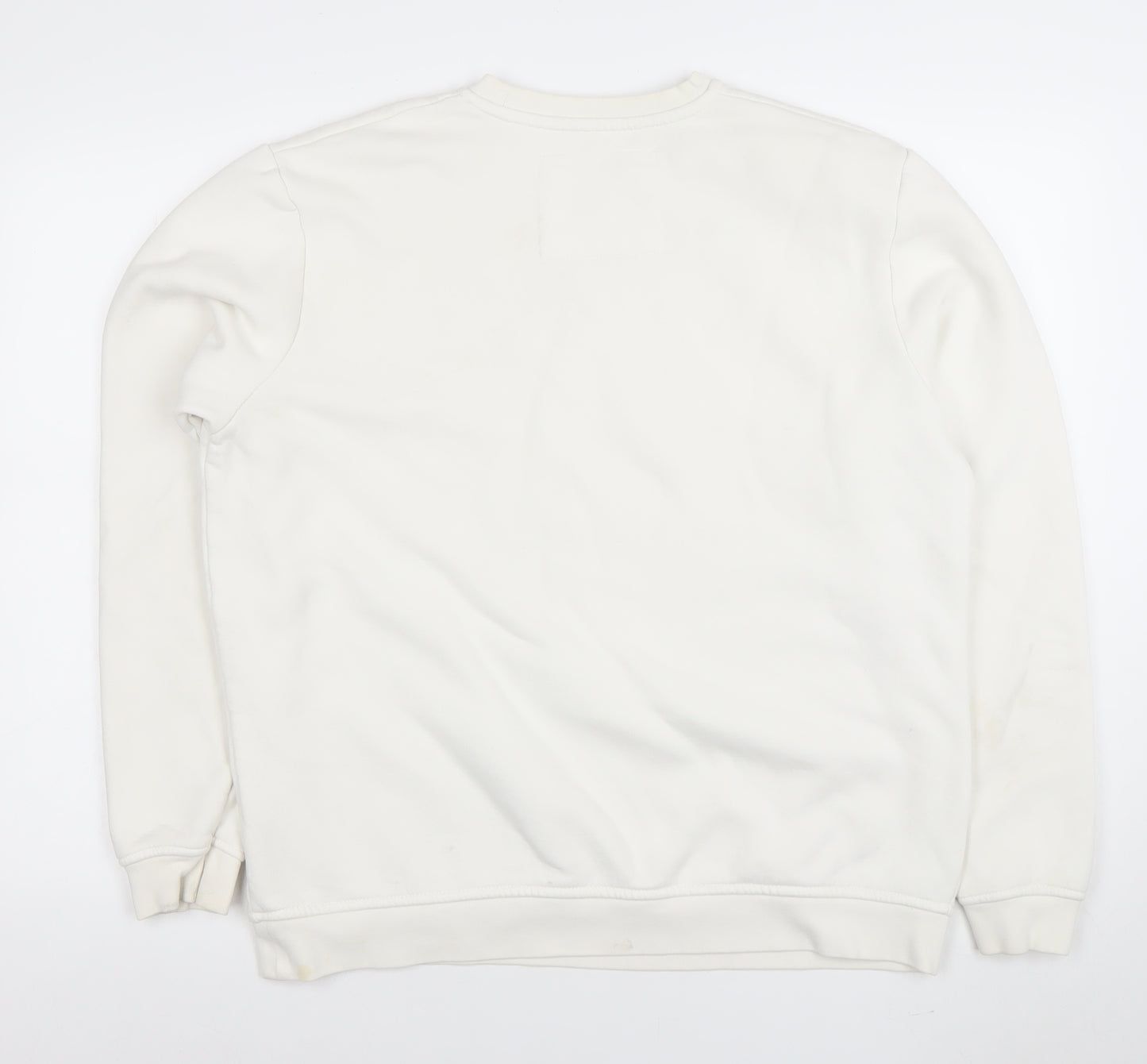 Pull & Bear Womens Ivory Crew Neck Pullover Sweatshirt L Regular Fit