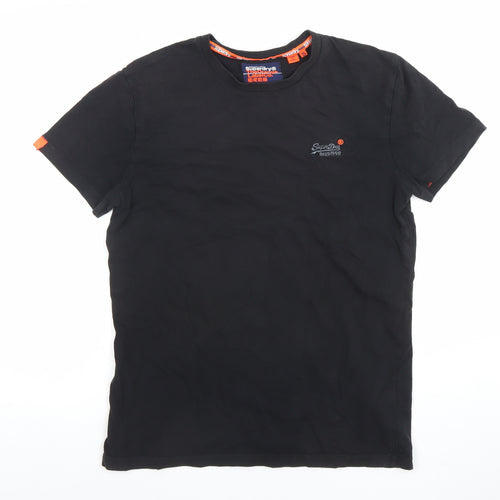 Superdry Men's Black Orange Label Crew Neck Slim Fit T-Shirt Size S