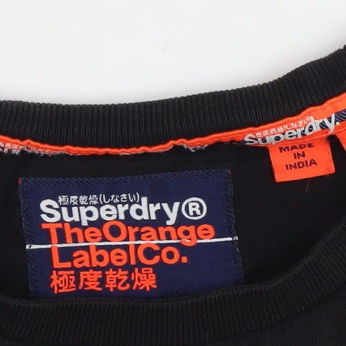 Superdry Men's Black Orange Label Crew Neck Slim Fit T-Shirt Size S