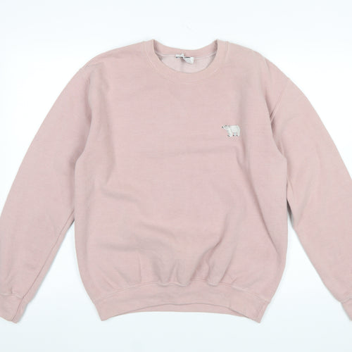 Topshop Women’s Pink Cotton Pullover Sweatshirt S