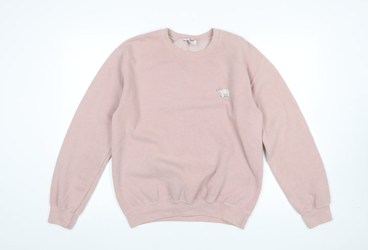 Topshop Women’s Pink Cotton Pullover Sweatshirt S