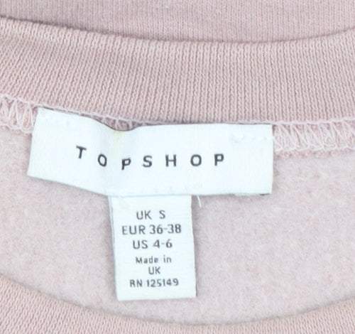 Topshop Women’s Pink Cotton Pullover Sweatshirt S