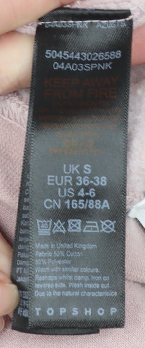 Topshop Women’s Pink Cotton Pullover Sweatshirt S