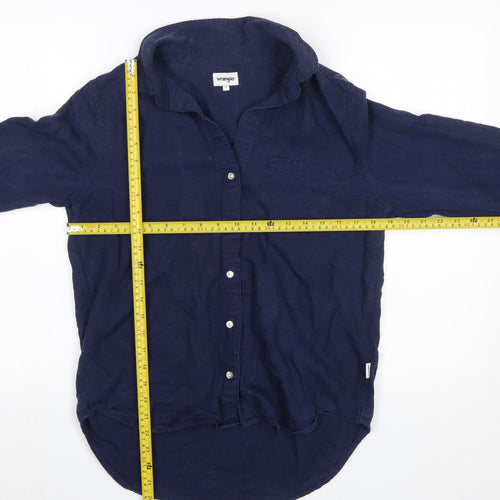 Wrangler Women’s Navy Blue Long Sleeve Lyocell Button-Up Shirt Size S