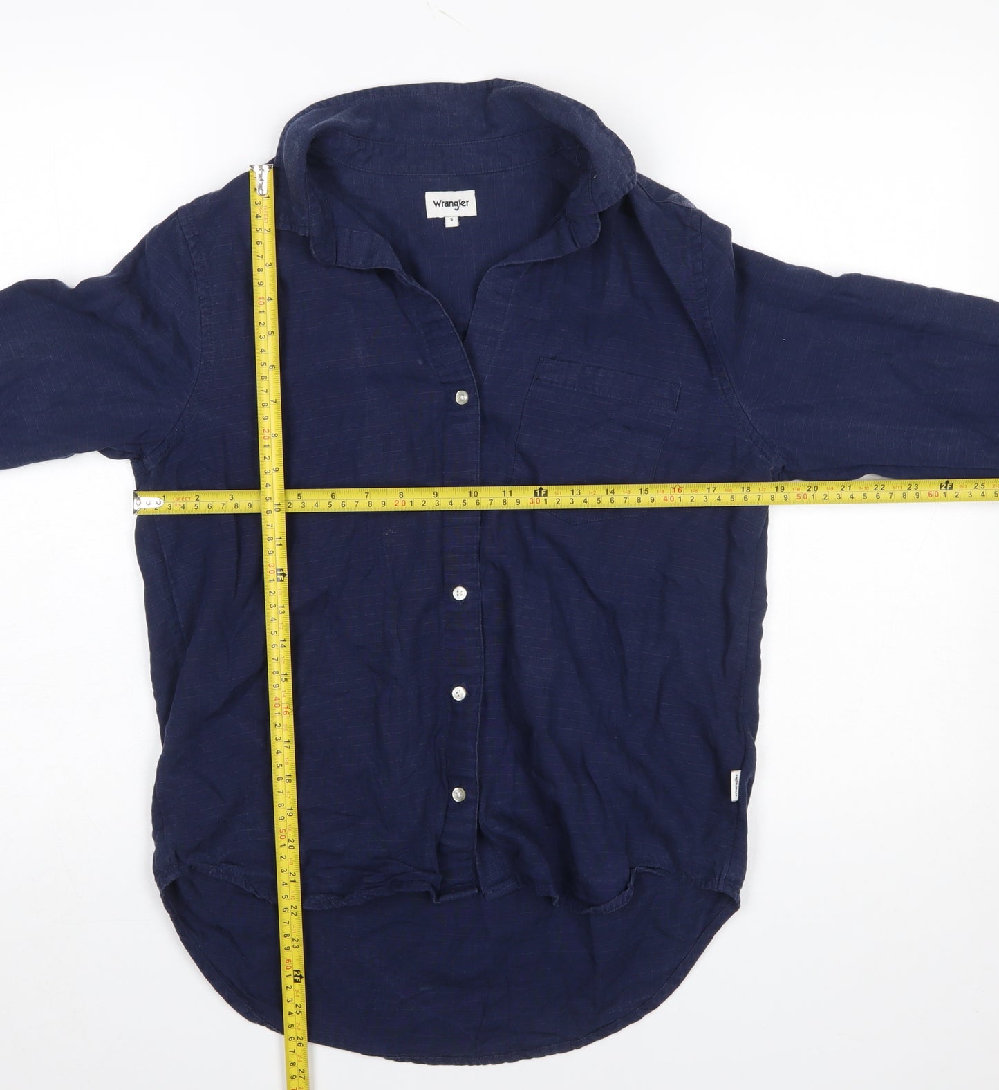 Wrangler Women’s Navy Blue Long Sleeve Lyocell Button-Up Shirt Size S
