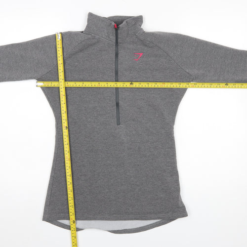 Gymshark Women Grey Pink 1/4 Zip Pullover Sweatshirt M