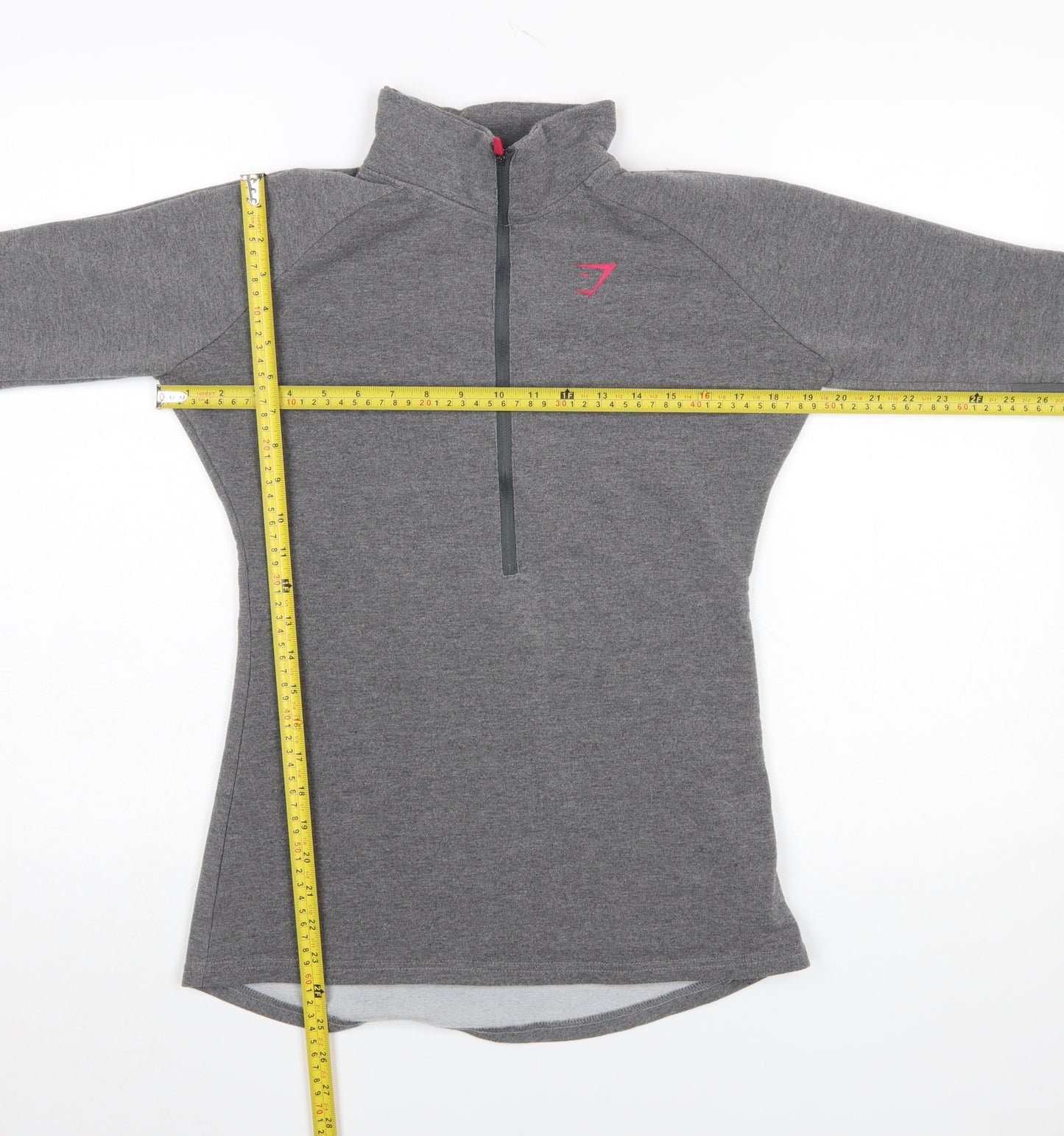 Gymshark Women Grey Pink 1/4 Zip Pullover Sweatshirt M