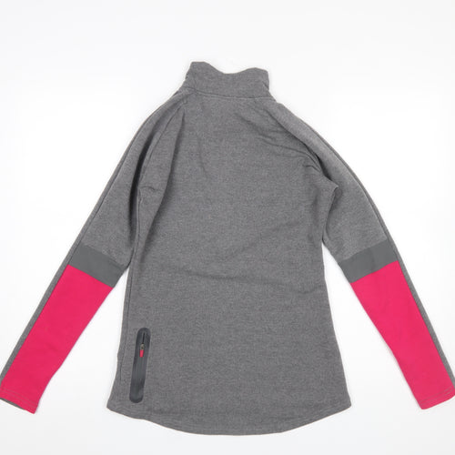 Gymshark Women Grey Pink 1/4 Zip Pullover Sweatshirt M