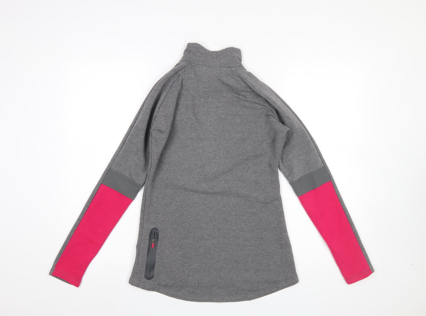 Gymshark Women Grey Pink 1/4 Zip Pullover Sweatshirt M