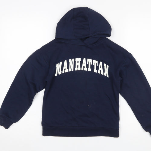 Primark Boys Navy Manhattan Pullover Hoodie 8-9 Years Cotton Blend