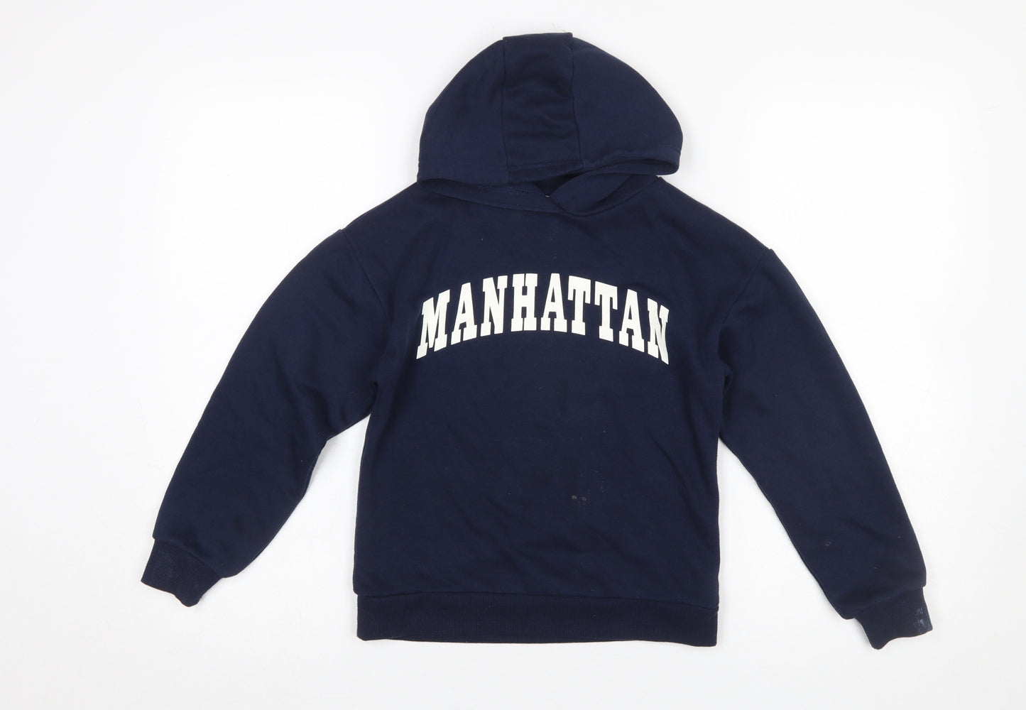 Primark Boys Navy Manhattan Pullover Hoodie 8-9 Years Cotton Blend