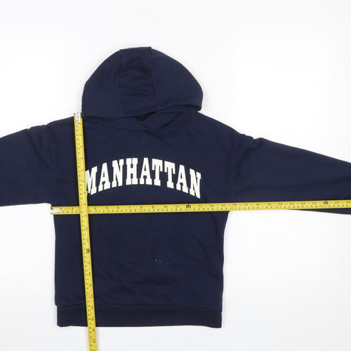 Primark Boys Navy Manhattan Pullover Hoodie 8-9 Years Cotton Blend