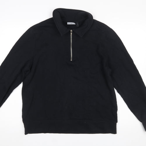 ASOS DESIGN Men's Black 1/2 Zip Collared Sweatshirt L Regular Fit