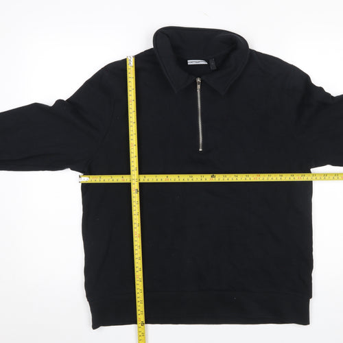 ASOS DESIGN Men's Black 1/2 Zip Collared Sweatshirt L Regular Fit