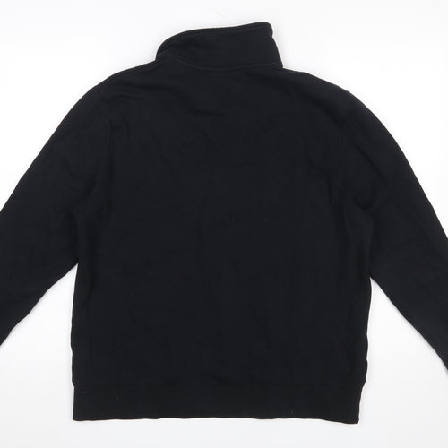 ASOS DESIGN Men's Black 1/2 Zip Collared Sweatshirt L Regular Fit