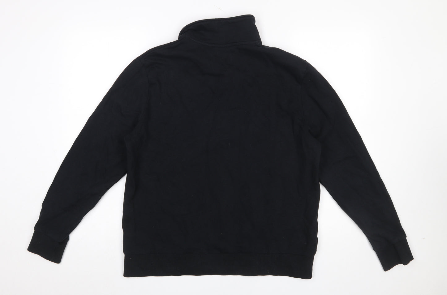 ASOS DESIGN Men's Black 1/2 Zip Collared Sweatshirt L Regular Fit