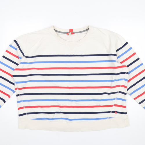 Joules Women Beige Multicoloured Striped Cotton Sweatshirt UK 18