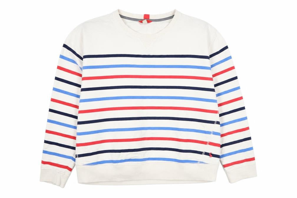 Joules Women Beige Multicoloured Striped Cotton Sweatshirt UK 18
